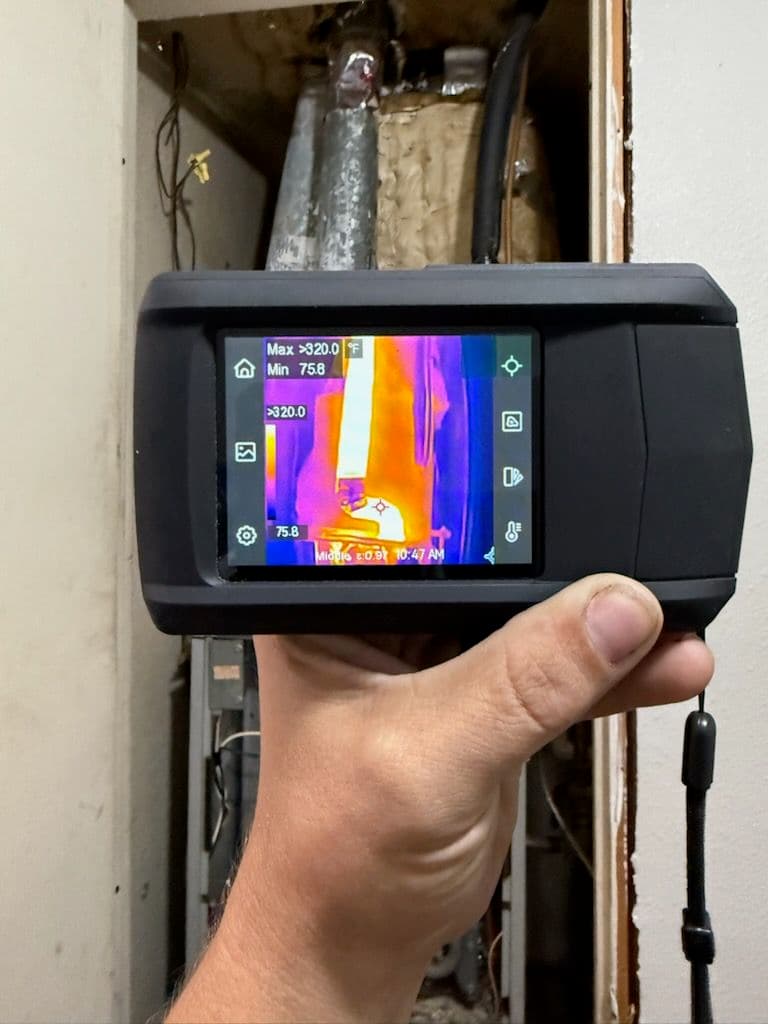 Overheating Flue Pipe Detected with Thermal Camera image